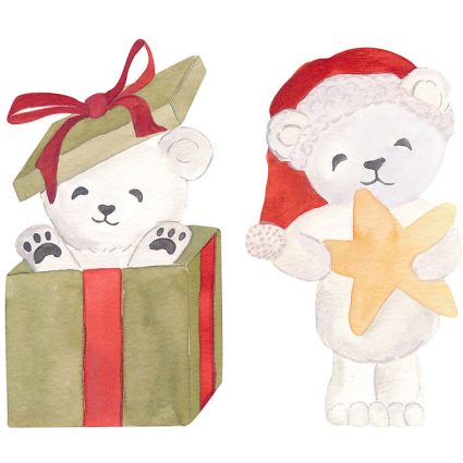 That's Mine Wallsticker - Santa Bears - Hvid